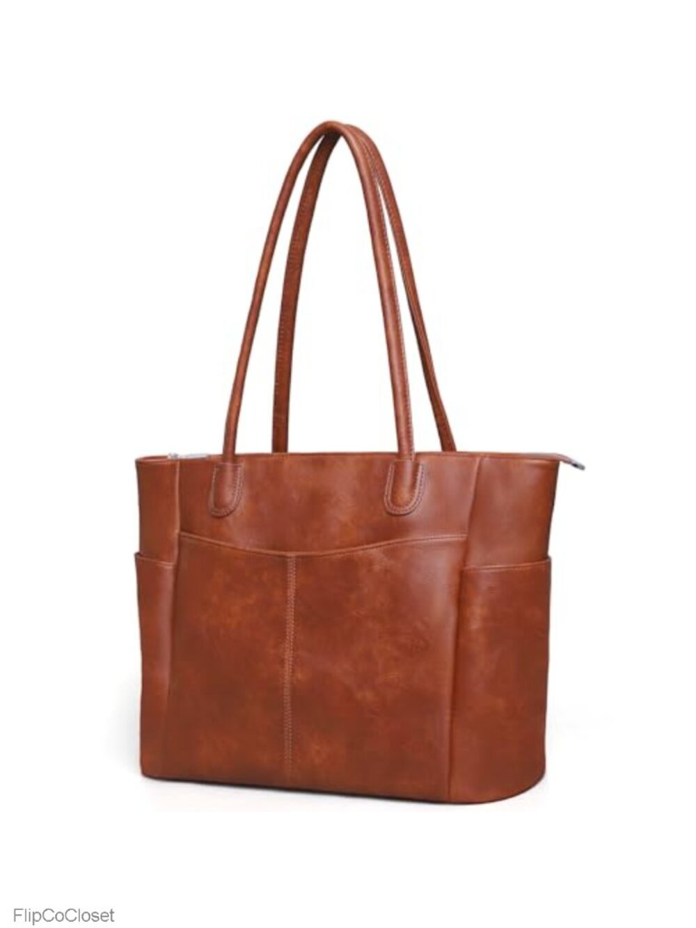 Large Vegan Leather Tote Bag for Women Work Travel Zipper Shoulder Purse